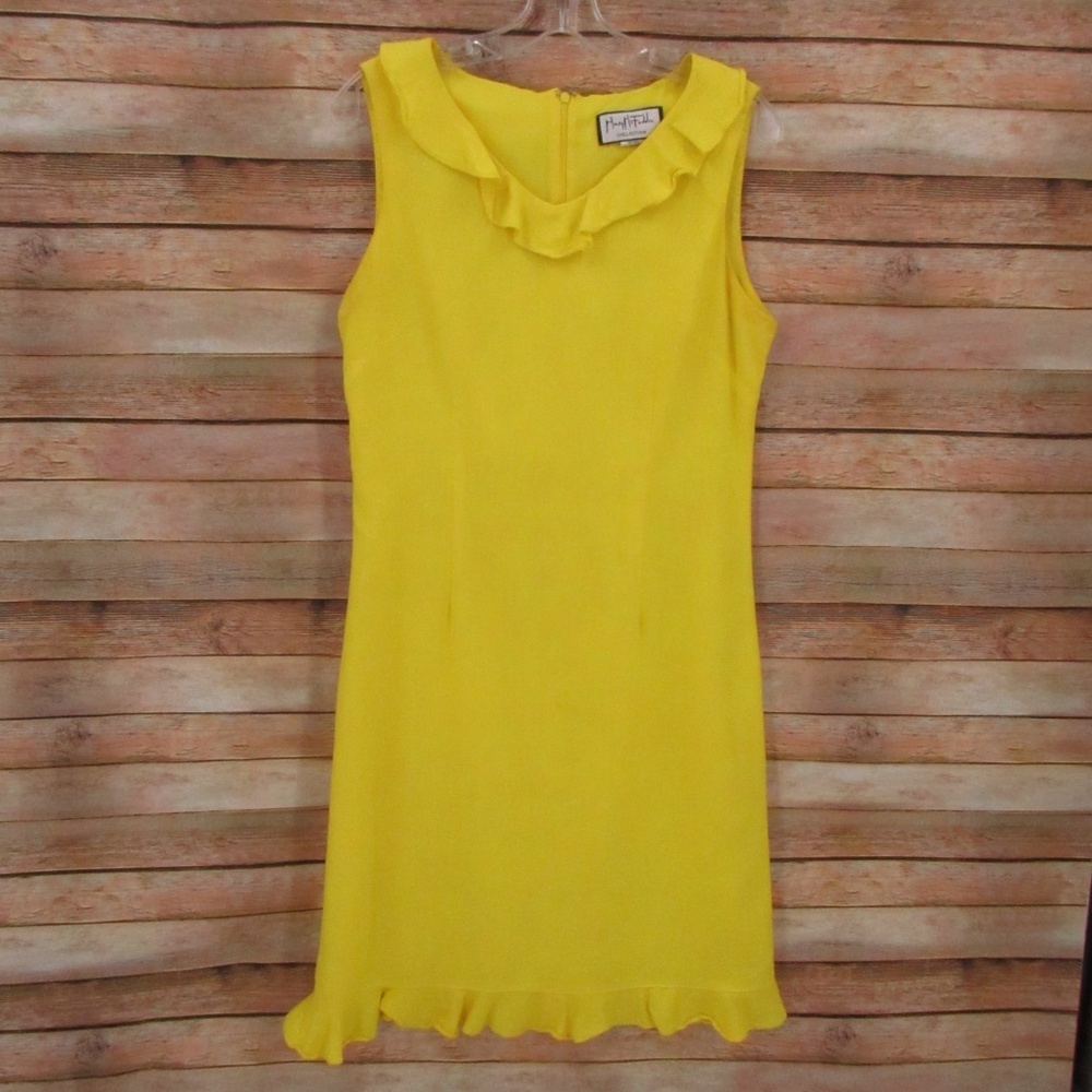 Mary McFadden V-Neck Sleeveless Linen/Rayon Dress Women's M
